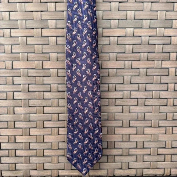 Ermenegildo Zegna Men’s Paisley Floral Navy Rose Gold Brown Neck Silk Tie 3.75” - Picture 1 of 9